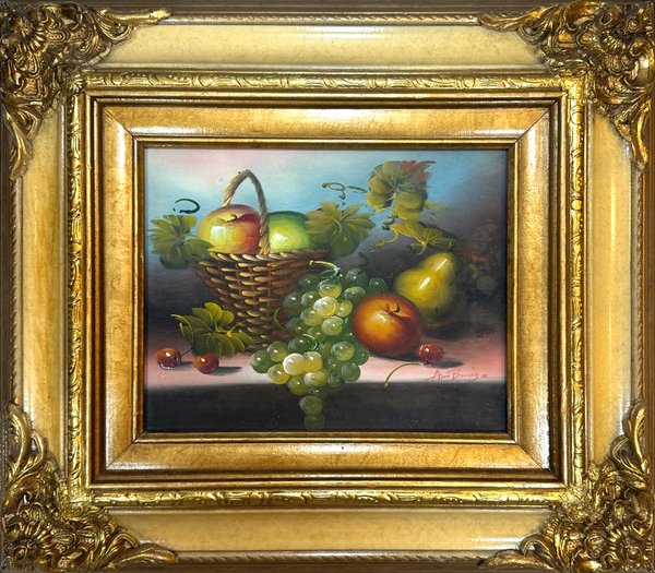 Framed Fruit Still Life Painting