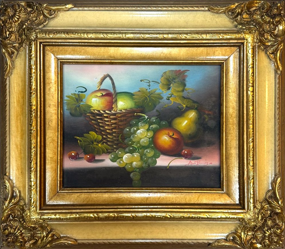 Framed Fruit Still Life Painting