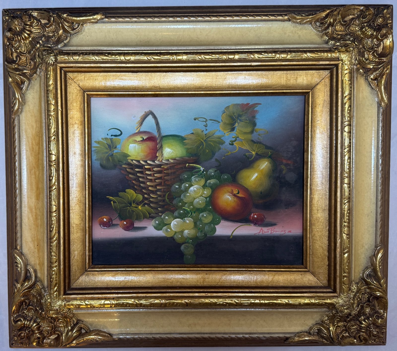 Framed Fruit Still Life Painting